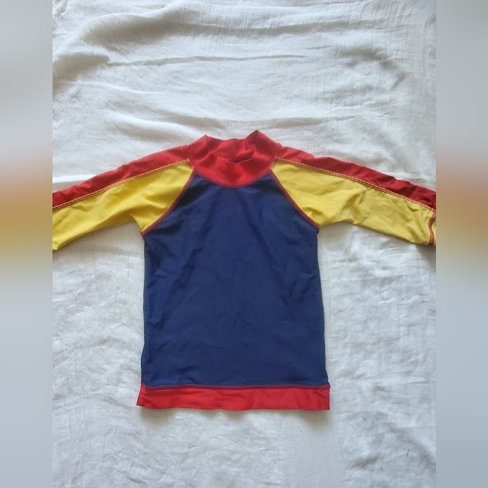 Boden Kids Swim Rashguard - Navy, Red, and Yellow 3-4 Years